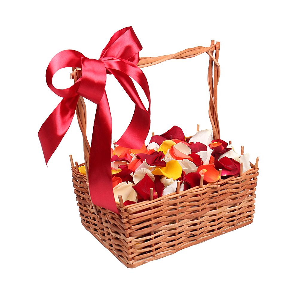 basket, rose (23 pcs.), packaging, ribbon